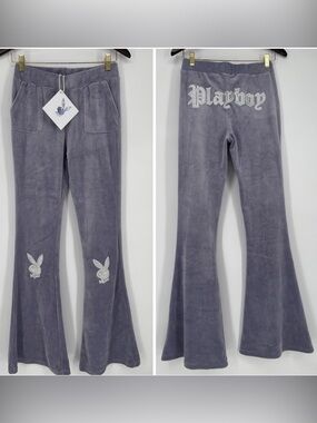 NWT Playboy Lavender Velour Flared Sweatpants Stretchy Y2K Inspired Loungewear